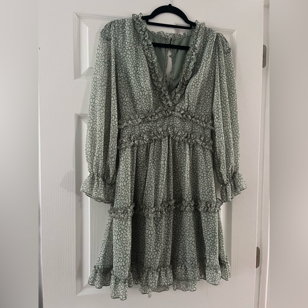Elegant Green Ruffle Dress